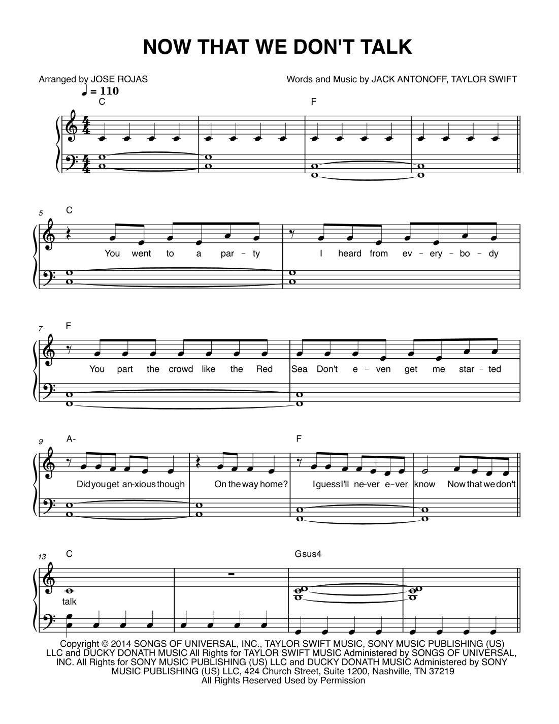 Now That We Don't Talk (arr. Jose Rojas)