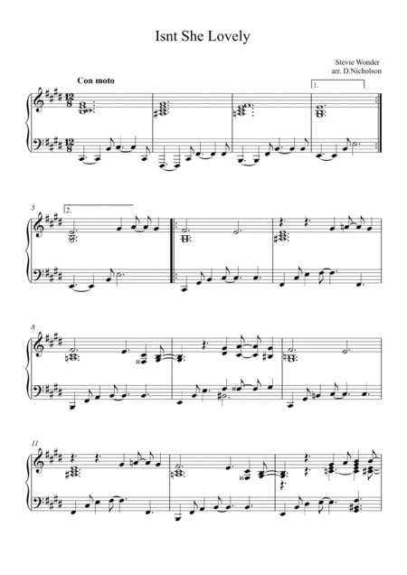 Isn't She Lovely (arr. Daniel Nicholson)