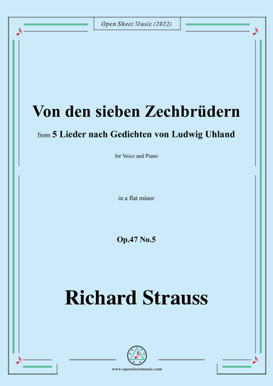 Richard Strauss-Von den sieben Zechbrüdern,in a flat minor (arr. OSM Press)