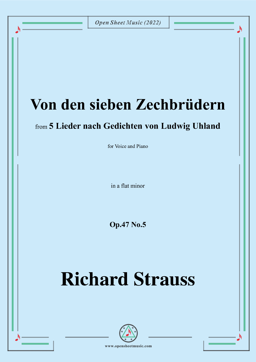 Richard Strauss-Von den sieben Zechbrüdern,in a flat minor (arr. OSM Press)