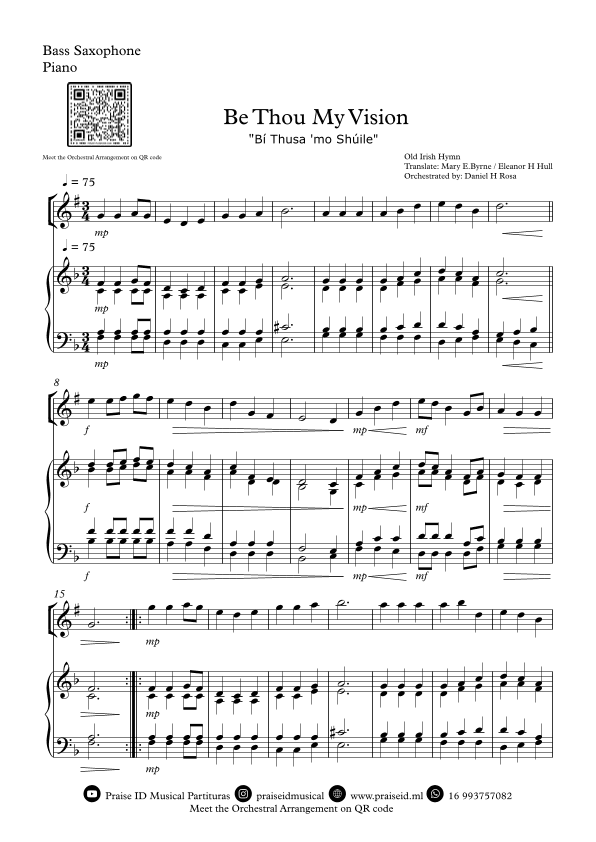 Be Thou My Vision - "Bí Thusa 'mo Shúile" - Easy Bass Saxophone and Piano (arr. Daniel H Rosa)
