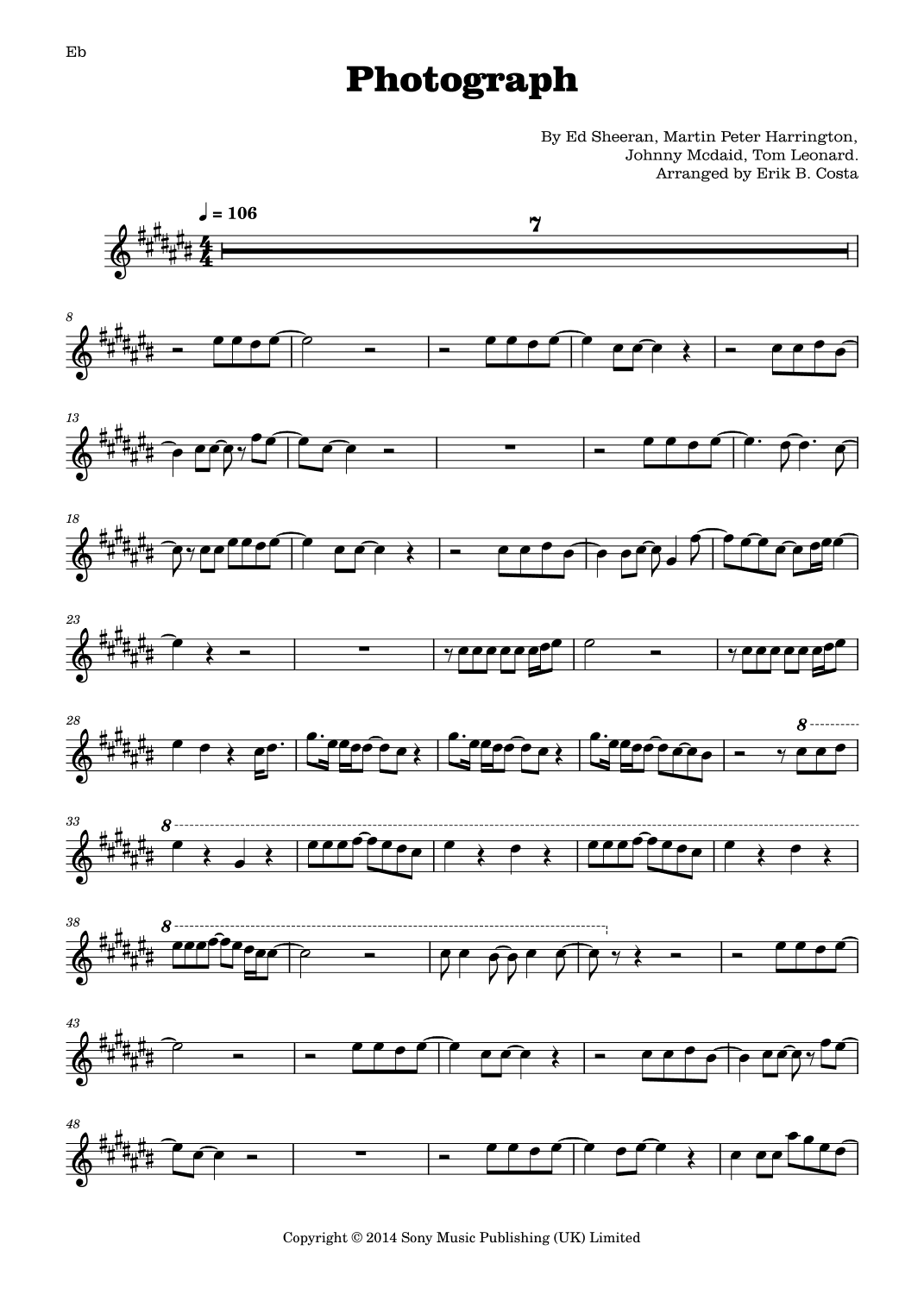 Photograph (arr. Erik B. Costa)