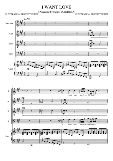 I Want Love (arr. Helios D'Andrea)