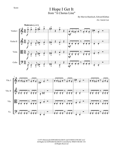 I Hope I Get It (arr. Aaron Lee)