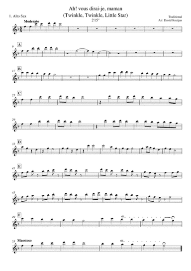 Twinkle, Twinkle, Little Star - Alto Saxophone Quartet (arr. David Kocijan)