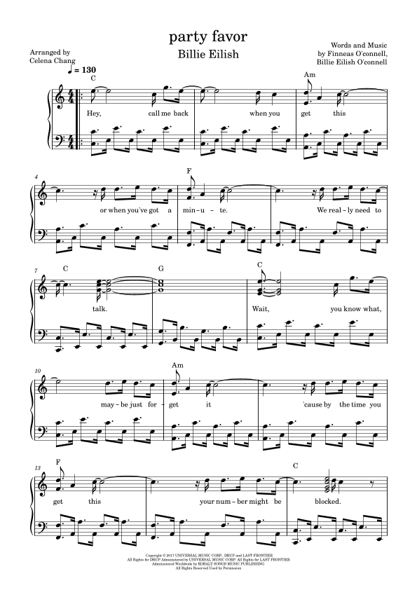 Party Favor (arr. Celena Chang)