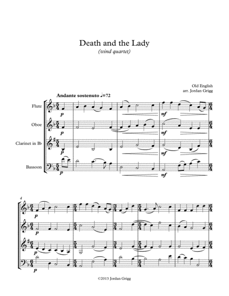 Death and the Lady (wind quartet) (arr. Jordan Grigg)