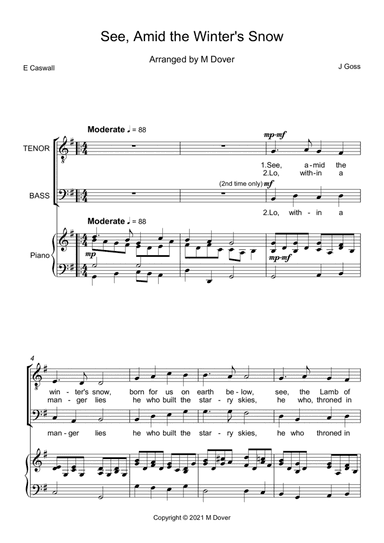 See Amid the Winter's Snow - Two part Choir - TB - Lower Voices (arr. Martin Dover)