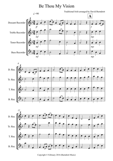 Be Thou My Vision for Recorder Quartet (arr. David Burndrett)