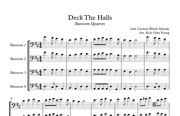 Deck The Halls - Score Only (arr. Kyle Gray Young)