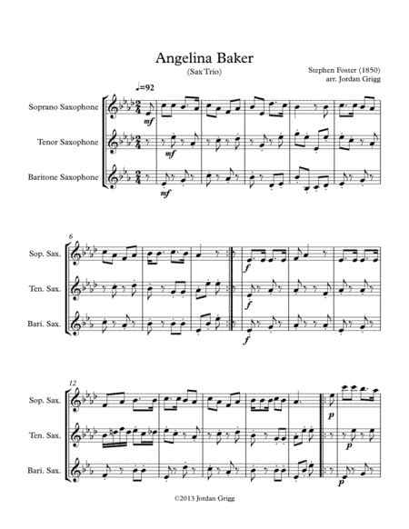 Angelina Baker (Sax Trio) (arr. Jordan Grigg)