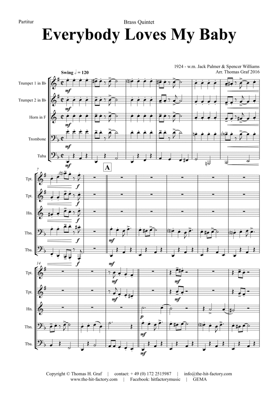 Everybody Loves My Baby - Jazz Classic - Brass Quintet (arr. Thomas Graf)