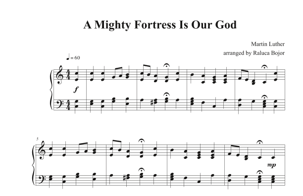 A Mighty Fortress Is Our God (easy piano) (arr. Raluca Bojor)
