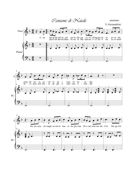 Canzone di Natale. Voice and piano (arr. Ester Alessandrini)
