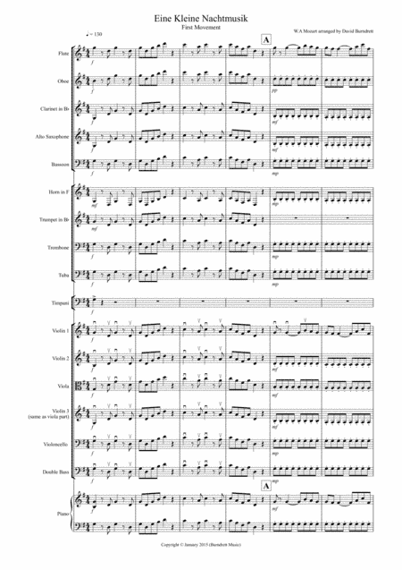 Eine Kleine Nachtmusik (1st movement) for School Orchestra (arr. David Burndrett)