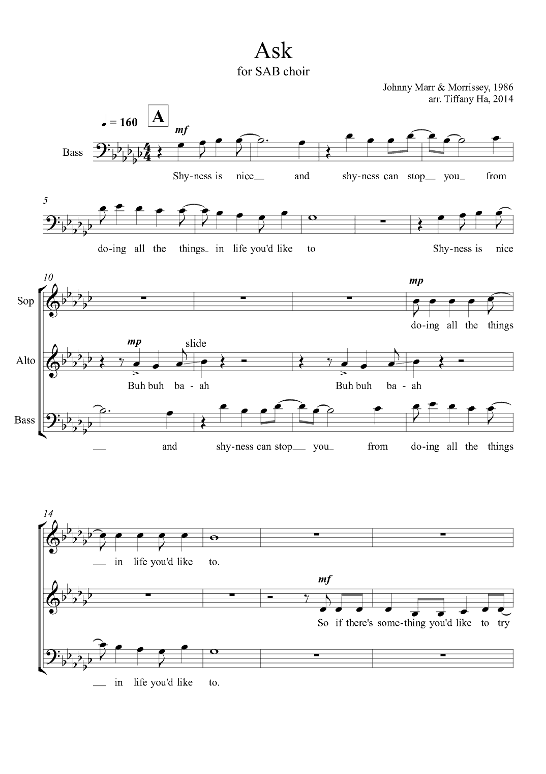 Ask (arr. Tiffany Ha)