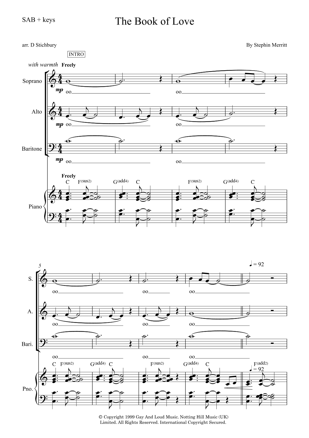 The Book Of Love (arr. D Stichbury)