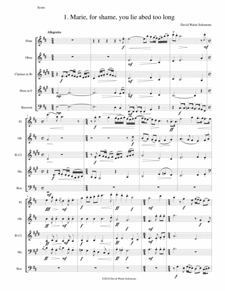 Marie for shame you lie abed too long for wind quintet