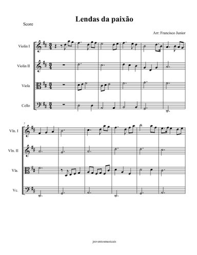 Lendas da paixão score quartet (arr. Francisco Junior)