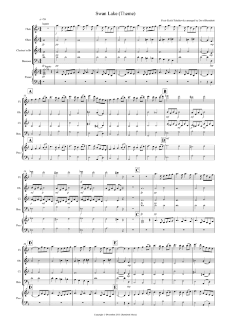 Swan Lake Theme for Wind Quartet (arr. David Burndrett)