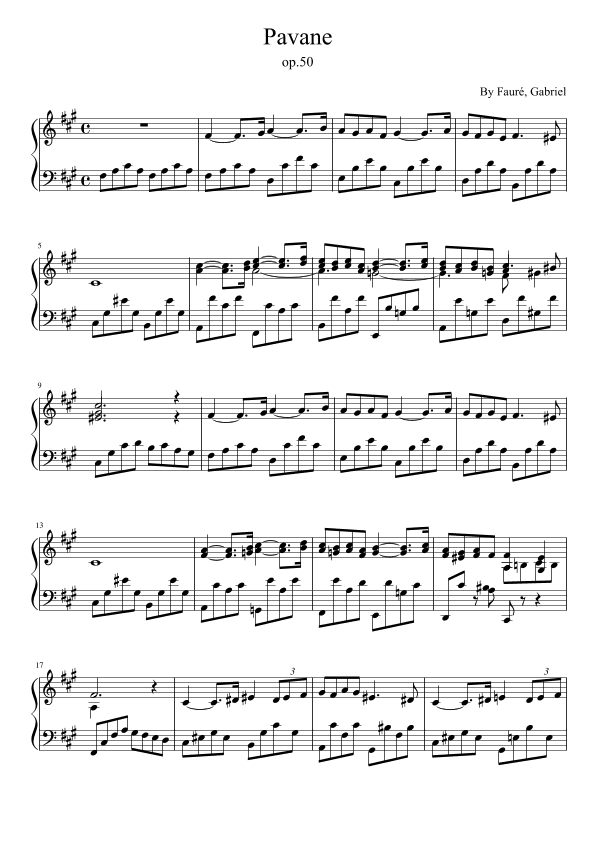 Pavane (op.50),Fauré, Gabriel,Piano Solo (arr. poon)