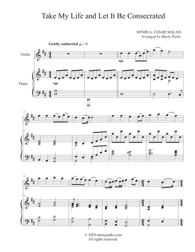 Take My Life and Let It Be Consecrated (Violin-Piano) (arr. Marty Parks)