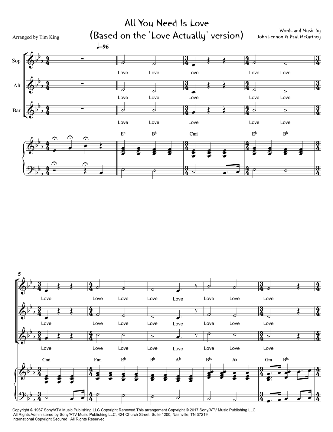 All You Need Is Love (arr. Tim King)