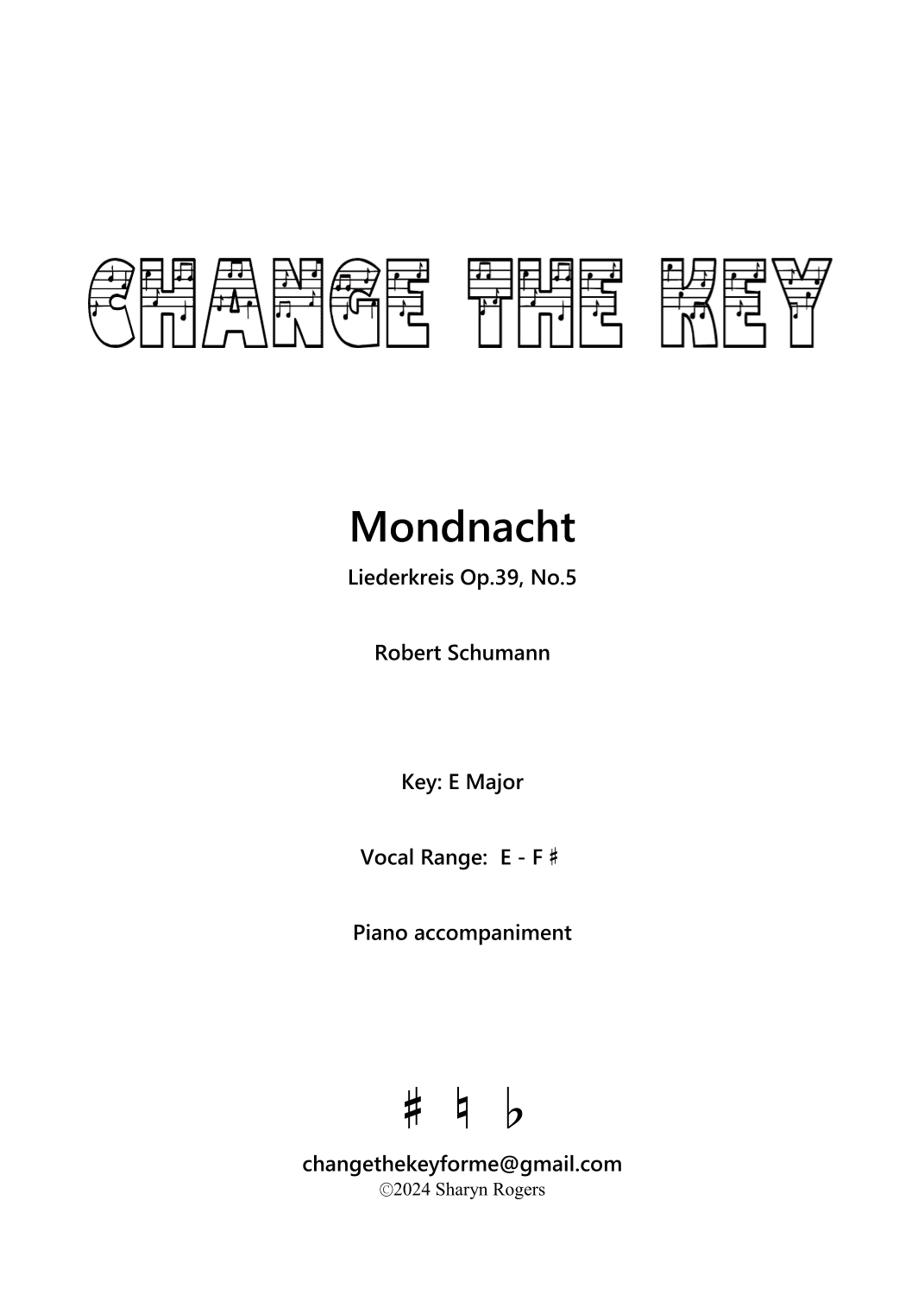 Mondnacht - E Major (arr. Sharyn Rogers)