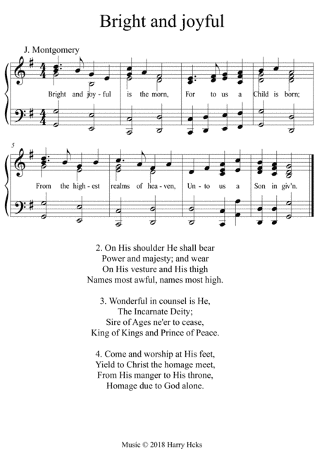 Bright and joyful is the morn. A new tune to a wonderful old hymn.