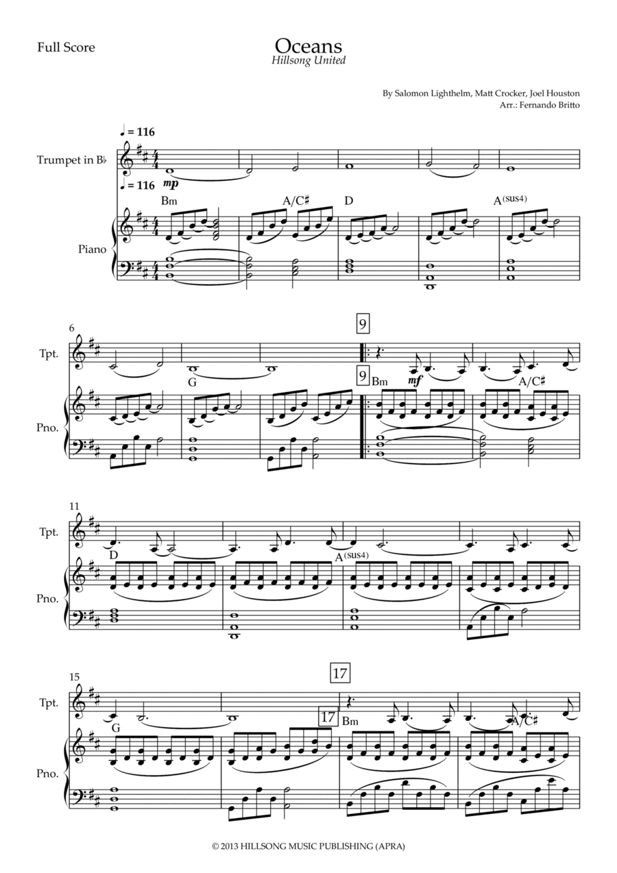 Oceans (where Feet May Fail) (arr. Fernando Britto)