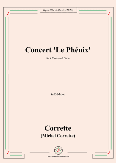 M. Corrette-Concert 'Le Phénix',in D Major,for 4 Violas and Piano (arr. OSM Press)