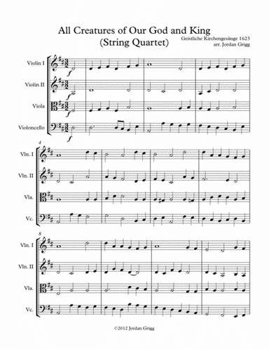 All Creatures of Our God and King (String Quartet) (arr. Jordan Grigg)