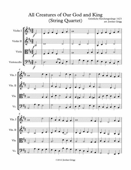 All Creatures of Our God and King (String Quartet) (arr. Jordan Grigg)