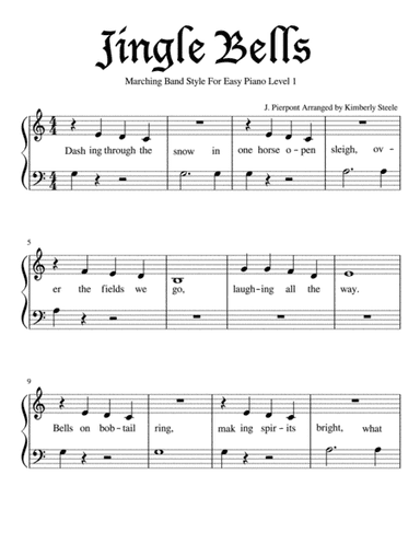 Jingle Bells for Easy Piano Level 1 in Marching Band Style (arr. Kimberly Steele)
