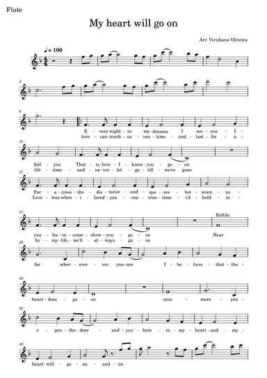My Heart Will Go On (love Theme From 'titanic') (arr. VERIDIANA APARECIDA OLIVEIRA DOS SANTOS)