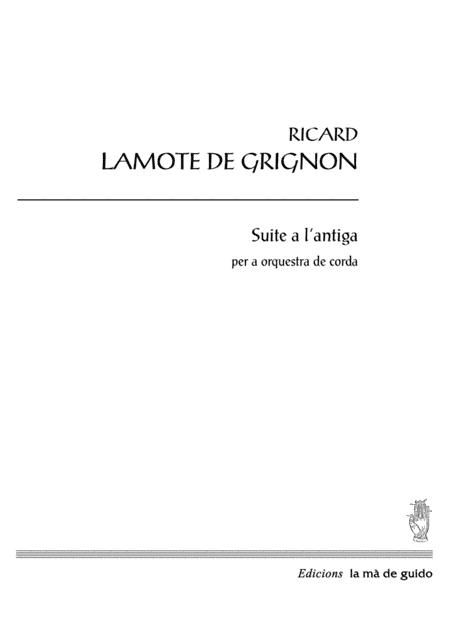 Suite a l'antiga - Score Only