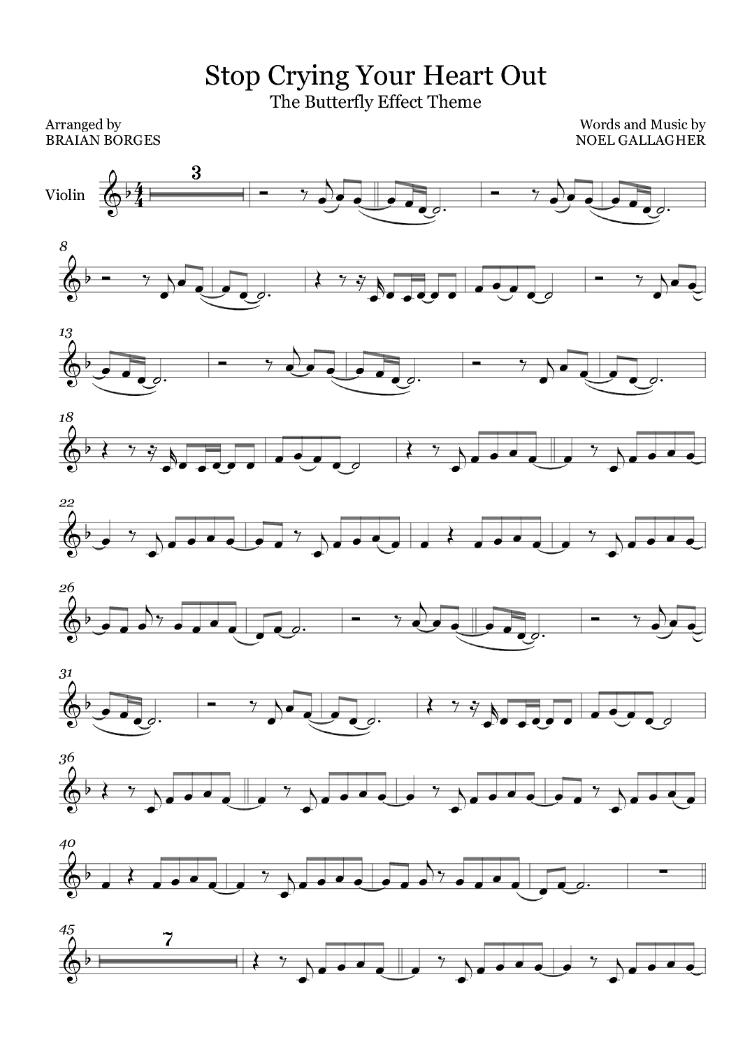 Stop Crying Your Heart Out (arr. Braian Borges)