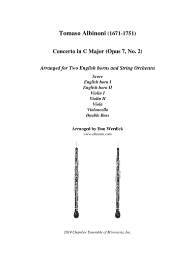 Concerto for Two English horns in C Major, Op. 7 No. 2 and String Orchestra (arr. Don Werdick (1946 - ))