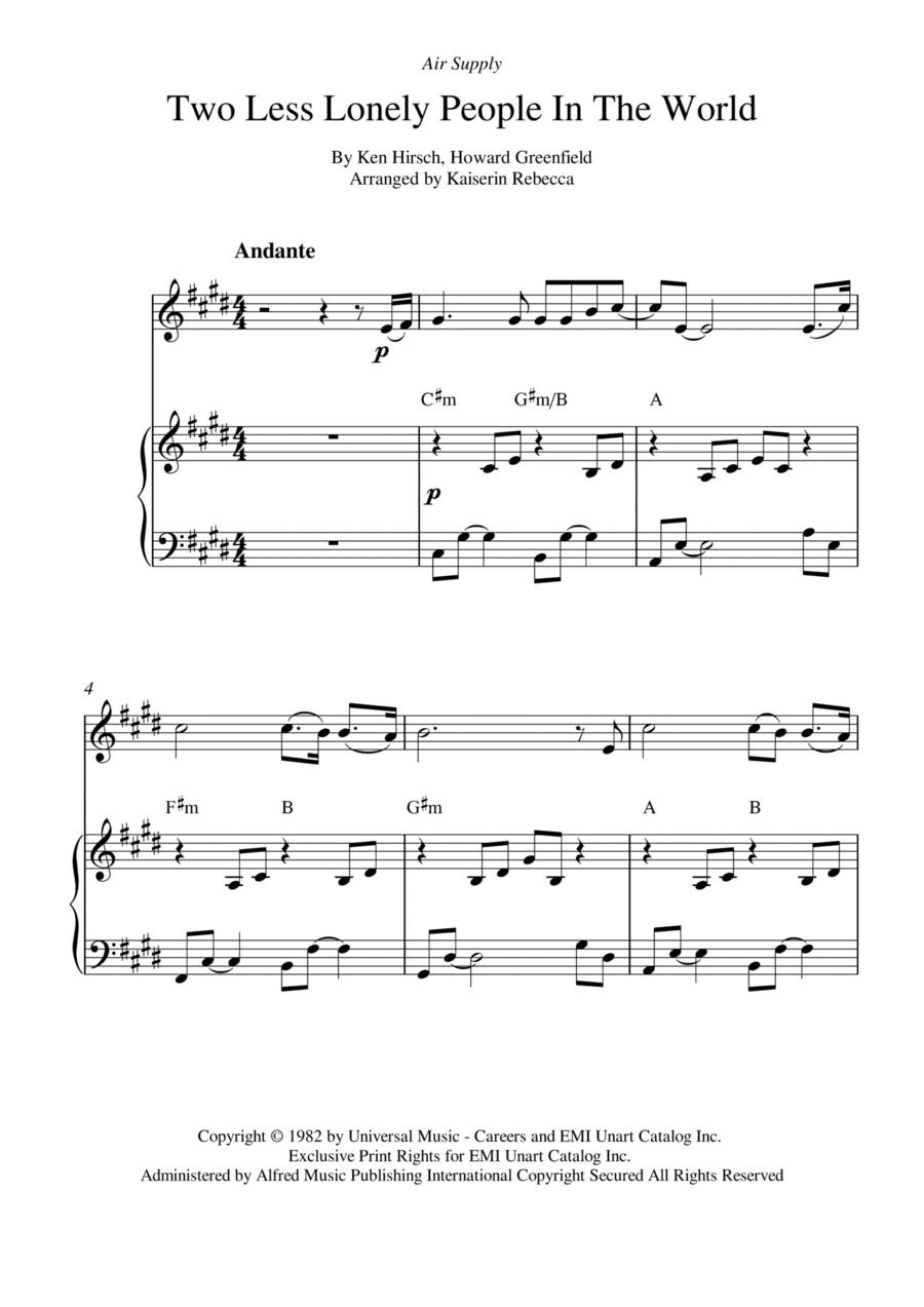 Two Less Lonely People In The World (arr. Kaiserin Rebecca)