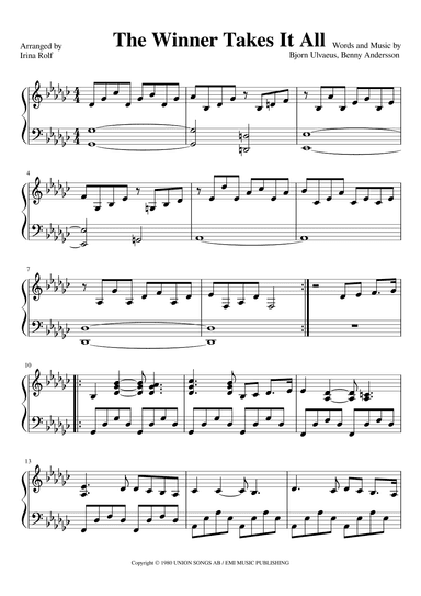 Winner Takes It All (arr. Irina Rolf)