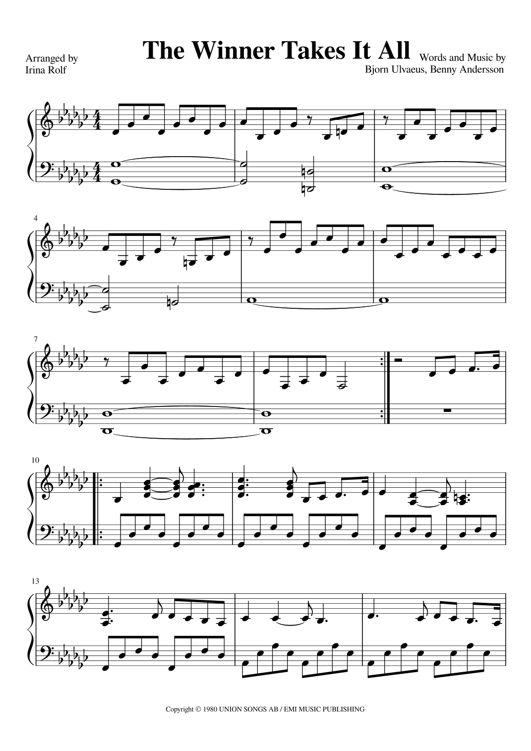 Winner Takes It All (arr. Irina Rolf)