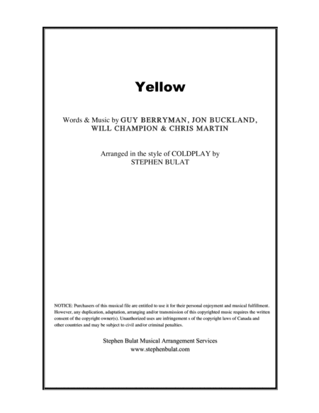 Yellow (arr. Stephen Bulat)