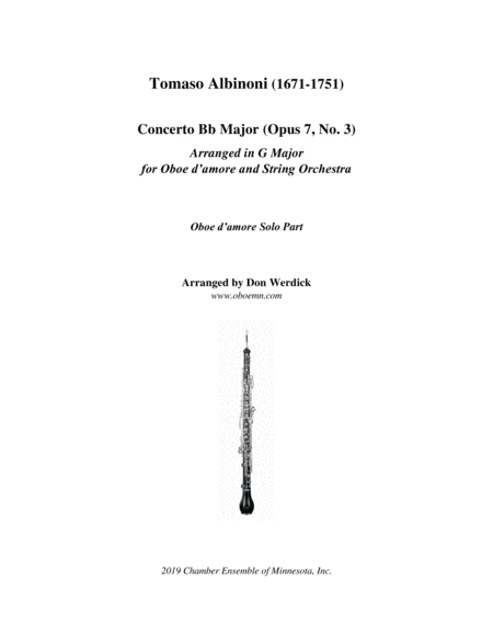 Concerto for Oboe d’amore in G Major, Op. 7 No. 3 (arr. Don Werdick (1946 - ))