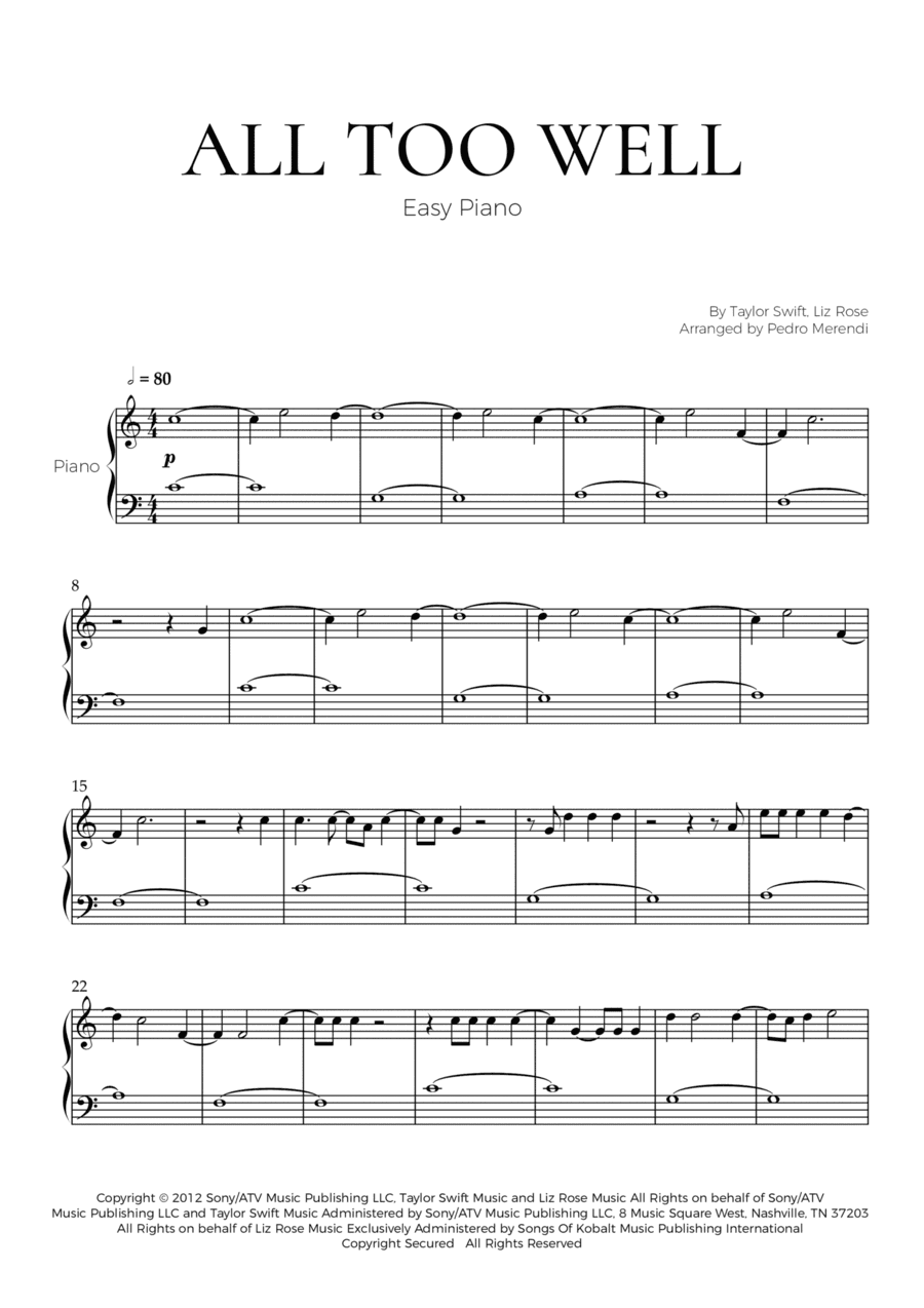 All Too Well (arr. Pedro Merendi)