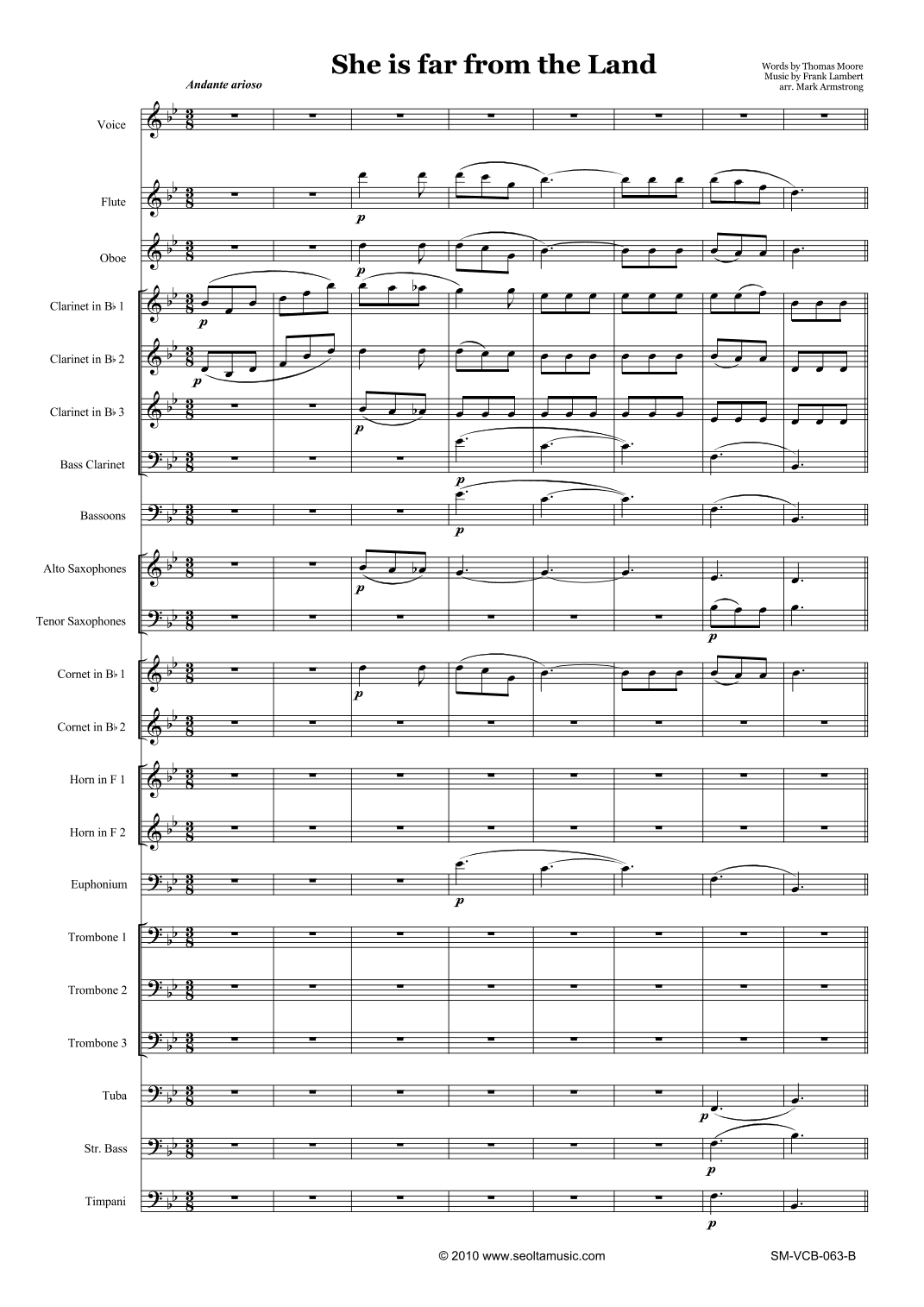 She is far from the land (voice and concert band - Key Bb) (arr. Mark Armstrong)
