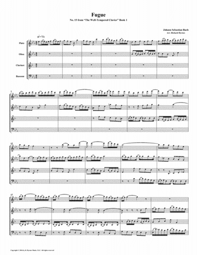 Fugue 15 from Well-Tempered Clavier, Book 1 (Woodwind Quartet) (arr. Richard Byrnes)