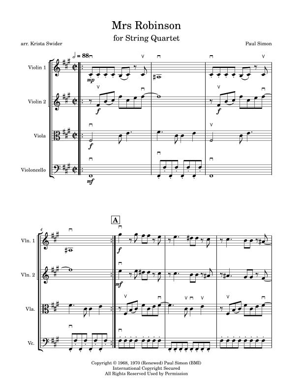 Mrs. Robinson (arr. Krista Broadway Swider)