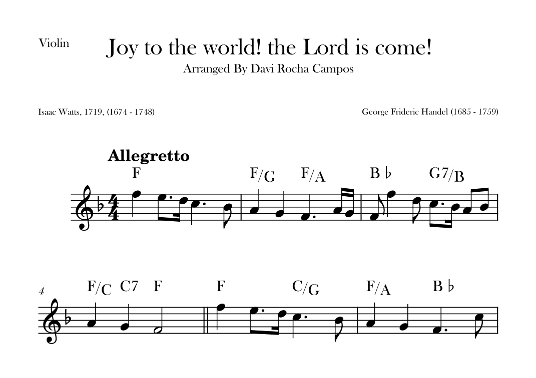 Joy to the world! the Lord is come! (arr. Davi Rocha Campos)