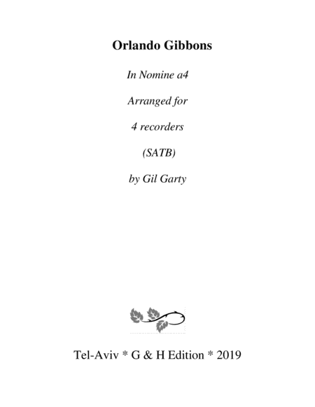 In Nomine a4 (arrangement for 4 recorders) (arr. Gil Garty)
