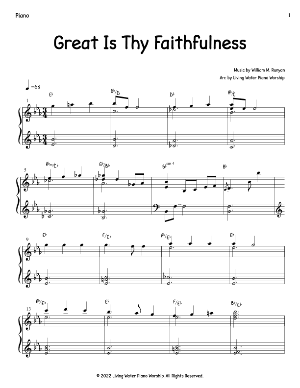 Great Is Thy Faithfulness (arr. Living Water Piano Worship)